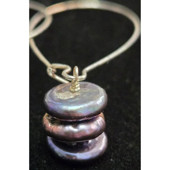 Vintage Black Pearls Sterling Silver Earrings - Picture 2 of 4